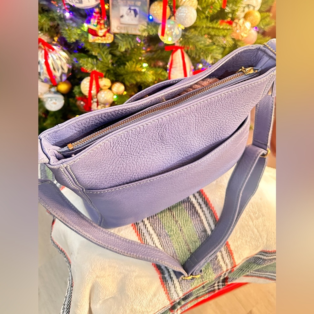 COACH Vintage Sonoma Pocket Zip Natural Grain Leather-Periwinkle - Picture 3 of 15